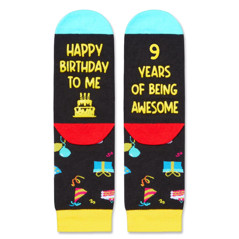 9th Birthday Gift Ideas Socks - Presents for 9 Year Old Girls Boys, Socks for Kids Age 9