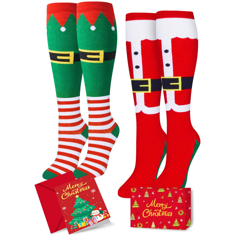 Christmas Gifts Stocking Knee Socks For Girls - Secret Santa Socks Elf Socks for Kids