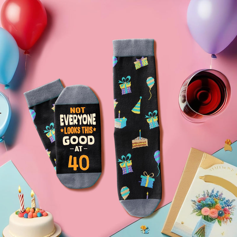 40th Birthday Gifts for Men - Socks for 40 Year Olds, 40th Birthday Socks, Best Gifts for 40 Year Old Middle Aged Man Woman