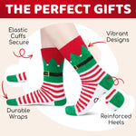 HAPPYPOP Little Elf Socks for Women Men - Christmas Stocking Stuffers, Secret Santa Xmas Gifts for Adults with Greeting Card