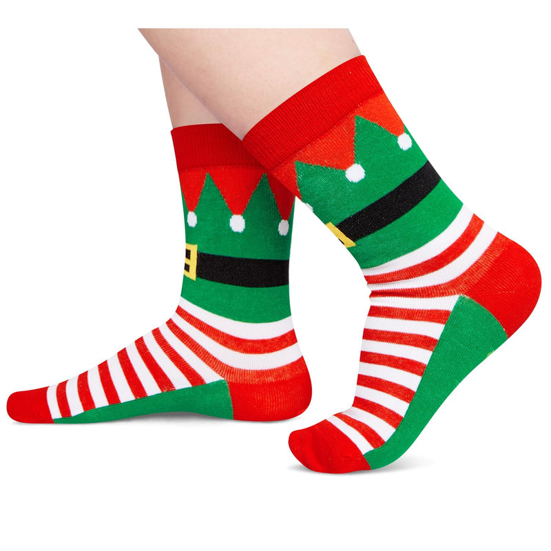 Christmas Gifts Stocking Socks For 10-12 Years Old Girls Boys - Secret Santa Socks Green Elf Socks for Kids, Xmas Stocking Stuffers