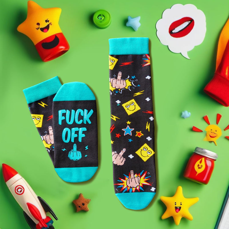 Fuck Off Socks Funny Funky Cotton Novelty Casual Crew Socks For Women Men Dress Tube Stocking Christmas Gifts