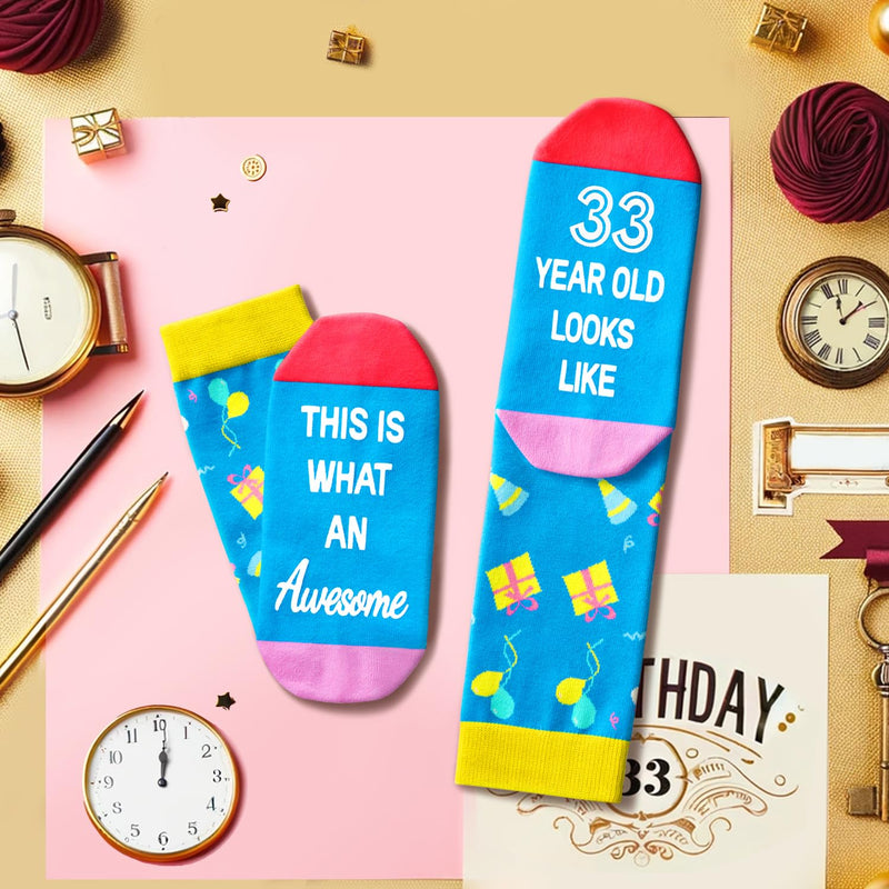 33rd Birthday Gift Ideas for Men Women - Socks for 33 Year Old Male Female Him Her, Best Gifts for 33 Year Old Man Woman