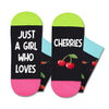 Funny Cherry Gifts for Women Girls - Cute Cherry Socks for Cherry Lovers, Valentine's Day Fruit Gifts, Novelty Fruit Socks for Teen Girls