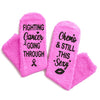 HAPPYPOP Breast Cancer Socks - Chemo Survivor Gifts For Cancer Patients, Breast Cancer Awareness Socks For Women, Inspirational Chemo Socks