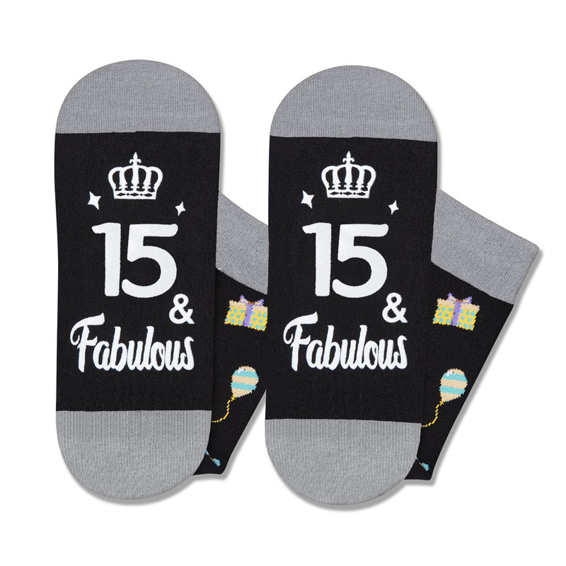 15th Birthday Gifts Ideas Socks - 15 Year old Boy Girl Gifts, Happy Birthday Gifts for 15 Years