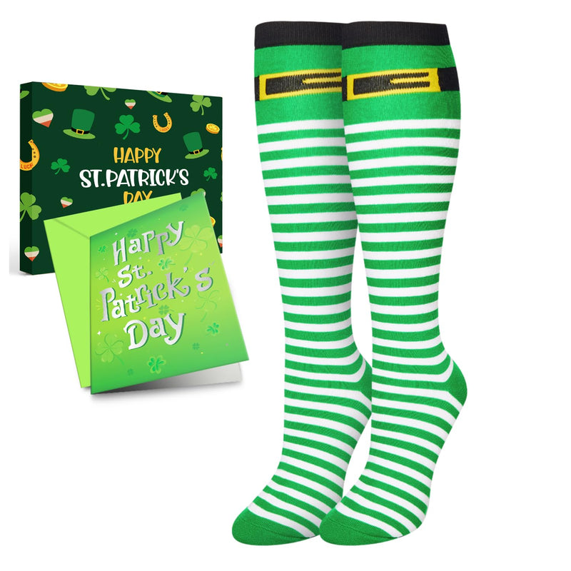 HAPPYPOP St. Patrick's Day Socks for Women Men - Irish Socks, Knee High Shamrock Green Socks, St Patricks Day Gifts