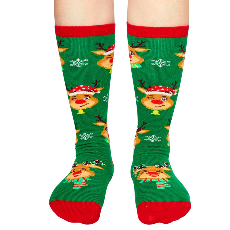 Christmas Gifts Stocking Socks for Kids - Knee High Deer Socks Reindeer Stockings for Boys Girls 7-9 Years Old