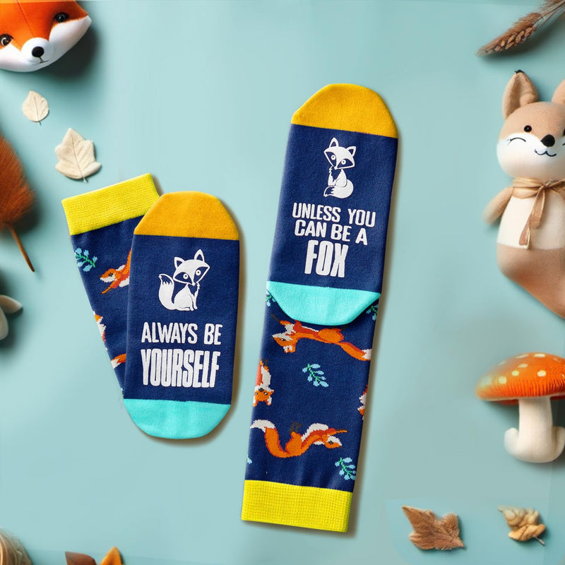 Funny Gifts for Fox Lovers - Fox Themed Unisex Socks, Fox Socks for Teen Girls Boys