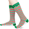 Christmas Gifts Stocking Socks for Women - Christmas Striped Knee High Elf Socks Red White Green Striped Socks