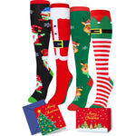 Christmas Gifts Stocking Socks for Teen Girls - Christmas Knee High Twisted Santa ELF Reindeer Socks, Xmas Stocking Stuffers for Little Kids