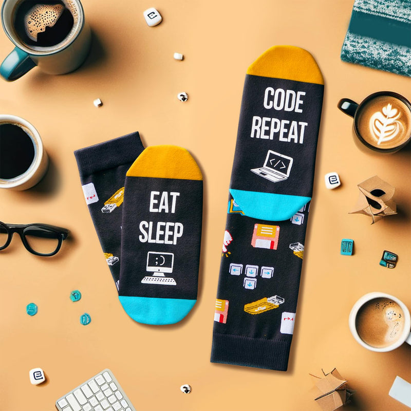 Computer Gifts for Geeks Programmers - Coding Gifts for Computer Engineer Nerd Coders Men, Computer Programmer Socks