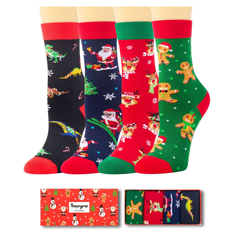 Christmas Gifts For Boys Girls - Secret Santa Socks Christmas Stocking 4 Pack