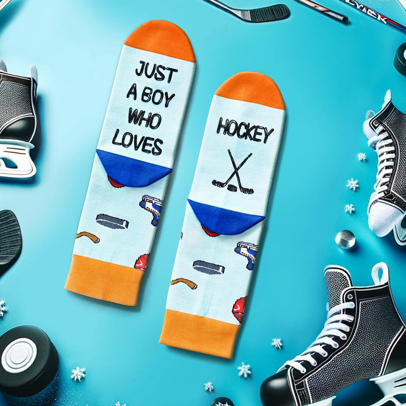 7th-12th Birthday Gift Ideas for Boys - Kids Novelty Socks, Hockey Gifts for Boys