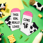 Funny Cow Print Gifts Cow Gifts for Cow Lovers Women, Cow Print Stuff Cow Socks Girls Fuzzy