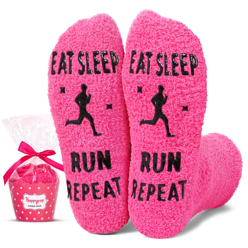 Funny Running Socks For Women Runner - Fuzzy Socks, Running Gifts For Her, Funny Running Gifts Women, Gifts For Runners Female Women