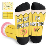 HAPPYPOP Gifts for Writers - Funny Writing Socks Author Gifts for Young Writes, Stocking Stuffers for Teen Boys Girls, Pencil Socks for Men Women