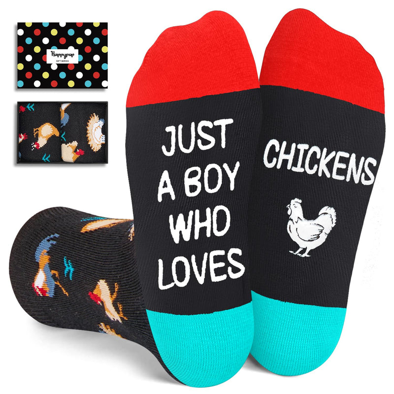 HAPPYPOP Funny Chicken Gifts for Boys - Novelty Chickens Socks for Chicken Lovers, Birthday Gifts for Teens