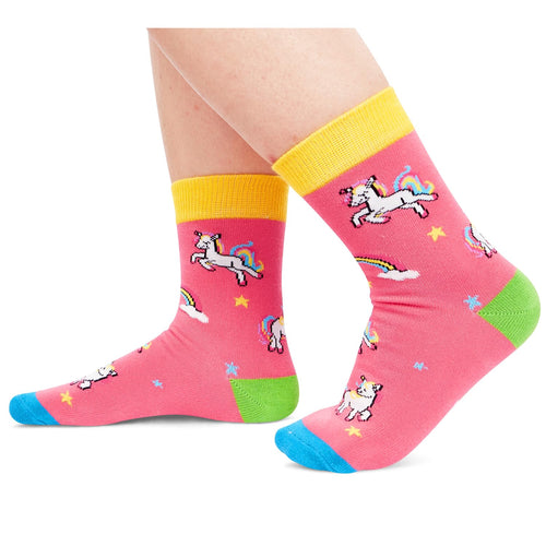 Funny Unicorn Gifts for Girls Boys - Silly Kids Girls Socks, crazy Unicorn Socks, Unicorn Stuff, Badass Unicorn Socks, Kids Socks for 7-9 Years Old