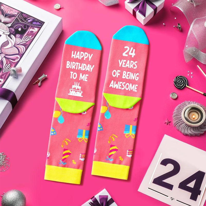 24th Birthday Gifts Socks for 24 Year Old Female Male, 24 Year Old Girl Boy Gifts Ideas, Gifts for 24 Year Old Women Men