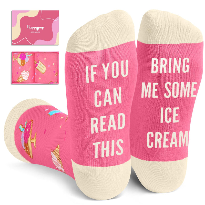 HAPPYPOP Ice Cream Gifts For Women, Ice Cream Gifts for Teens Ice Cream Socks, If You Can Read This