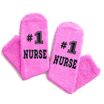 RN Gifts For Nurse Day - CNA Gifts Future Nurse Gifts, Fuzzy Nurse Off Duty Socks Women In Pink