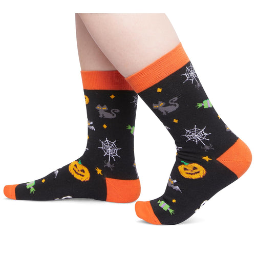 Halloween Socks Spooky Gifts For Boys Girls; Halloween Pumpkin Gifts for Kids 7-9 Years Old