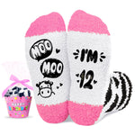 HAPPYPOP 4-12 Years Old Birthday Gifts for Girls - Cow Socks for Kids, Presents for Child Age 4-12