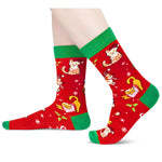 Christmas Gifts Stocking Socks for Cat Lovers - Christmas Socks for Teens Red Cat Mom Cat Dad Socks for Women Men