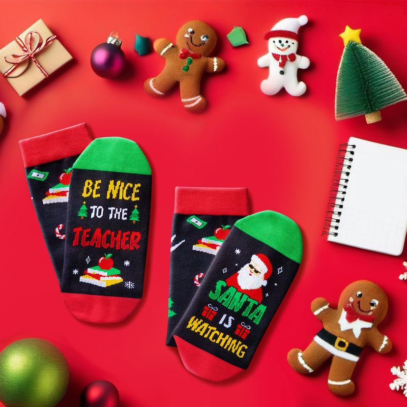 Christmas Gifts Ideas Stocking Socks for Teacher - Christmas Santa Gifts for Male Female Teacher, Appreaciation Gifts for Teacher