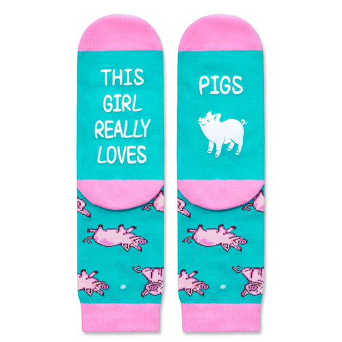 Cute Animal Socks for Girls - Pig Socks Rubber Duck Socks Foxes Socks Gifts For Kid 4-6 Years