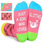 HAPPYPOP Sloth Gifts for Girls - Funny Sloth Socks for Teen Girls, Novelty Socks for Teens, Sloth Gifts for 13 18 Years