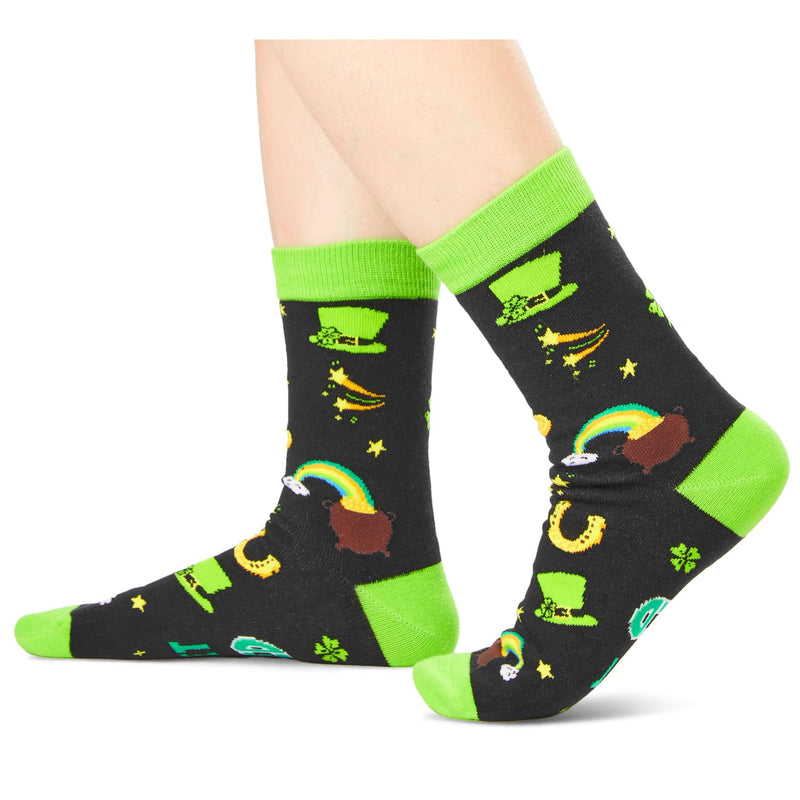 HAPPYPOP St. Patrick's Day Socks for Women Men - Shamrock Socks, Lucked Up Green Socks, St Patricks Day Gifts