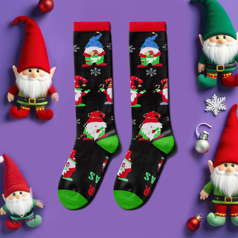 Christmas Gifts Stocking Socks for Women - Christmas Knee High Santa Gnome Socks Elf Reindeer Socks, Xmas Stocking Stuffers for Teen Girls