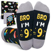 9th Birthday Gifts Ideas for Boys - Socks for Kids Age 9, Gifts for Nine Year Olds, Presents for 9 Year Old Boys, Happy Birthday Gift Box with Greeting Card