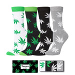 Funny Weed Gift for Men Women Teens - Marijuana Gift, Cannabis 420 Gifts for Stoners, Pot Leaf Gift, Weed Socks 4 Pack