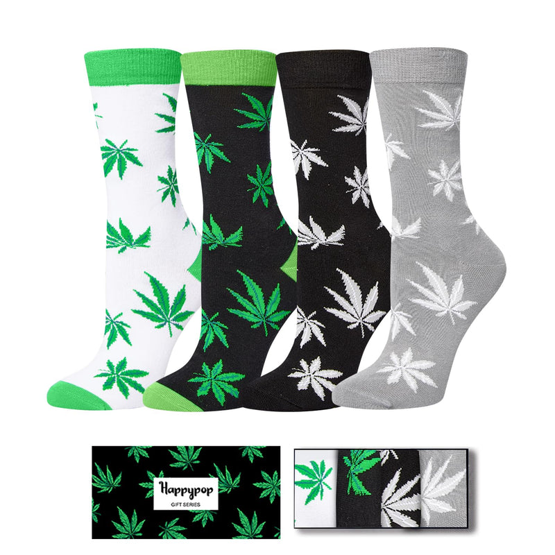 Funny Weed Gift for Men Women Teens - Marijuana Gift, Cannabis 420 Gifts for Stoners, Pot Leaf Gift, Weed Socks 4 Pack