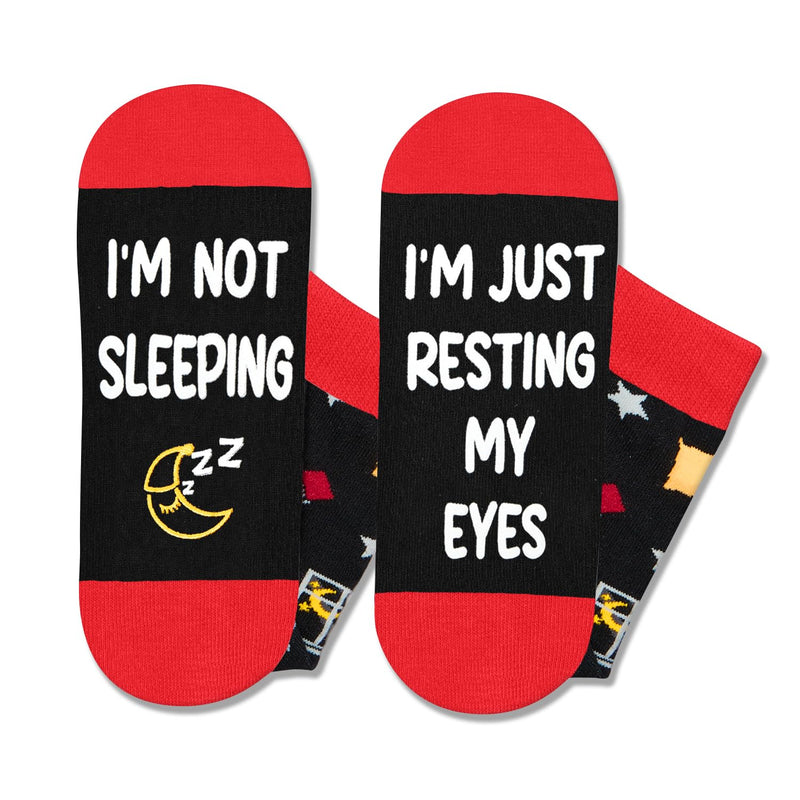 Funny Socks For Men Women - Outdoorsman Gifts For Golfing Hunting Fishing Lovers, Christmas Stocking Stuffers Resting Eyes