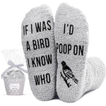 Funny Socks for Women, Fuzzy Grey Socks Bird Watching Gifts Animal Gifts, Funny Bird Socks Women Animal Socks