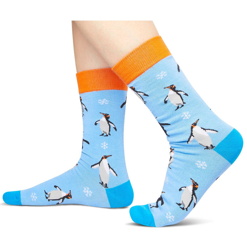 Animal Gifts for Men - Novelty Penguin Shark Gifts Animal Socks, Sloth Flamingo Soccks for Teens 4 Pack