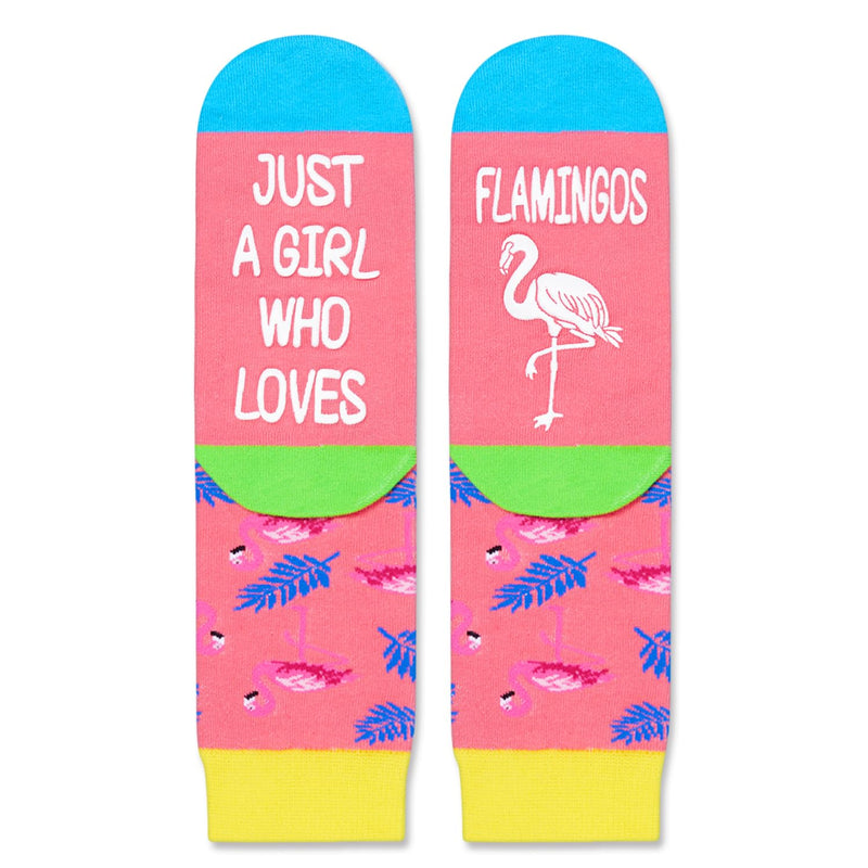 HAPPYPOP Funny Flamingo Gifts for Girls - Funny Pink Flamingo Gifts, Crazy Flamingo Socks Kids 4-6 Years