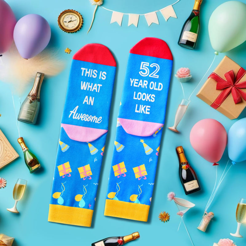 52nd Birthday Gift Ideas Socks - 52 Year Old Birthday Gifts for Old Aged Men Women, 52nd Birthday Gifts for Him Her