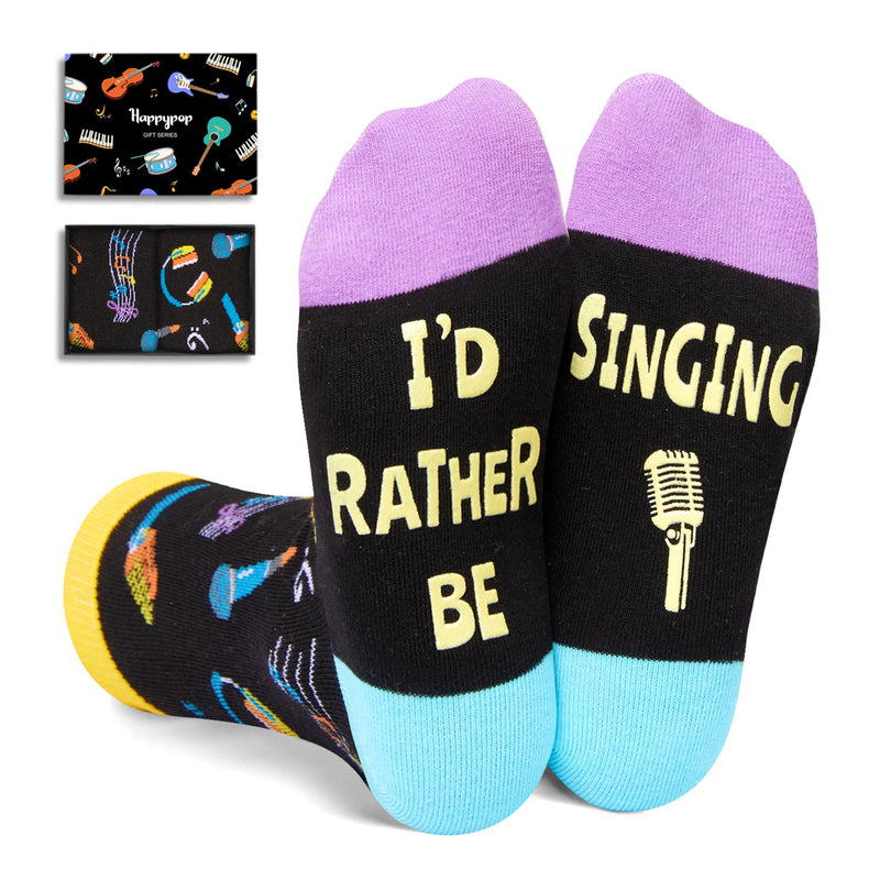 HAPPYPOP Music Gifts for Singers - Funny Singing Gifts for Adult, Cool Singing Music Socks 10-12 Years