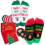 Christmas Gifts Stocking Socks - Gingerbread Candy Cane Socks for Mom Dad, Xmas Stocking Stuffers for Teens