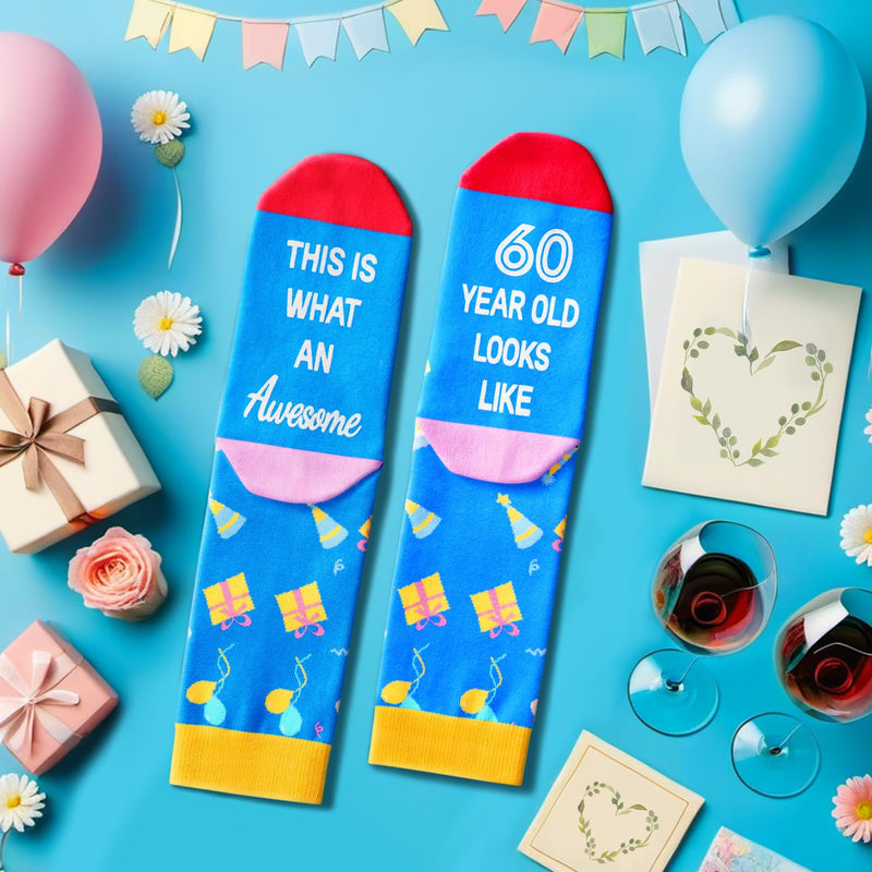 60th Birthday Gift Ideas Socks - 60 Year Old Birthday Gifts for Old Aged Men Women, 60th Birthday Gifts for Him Her