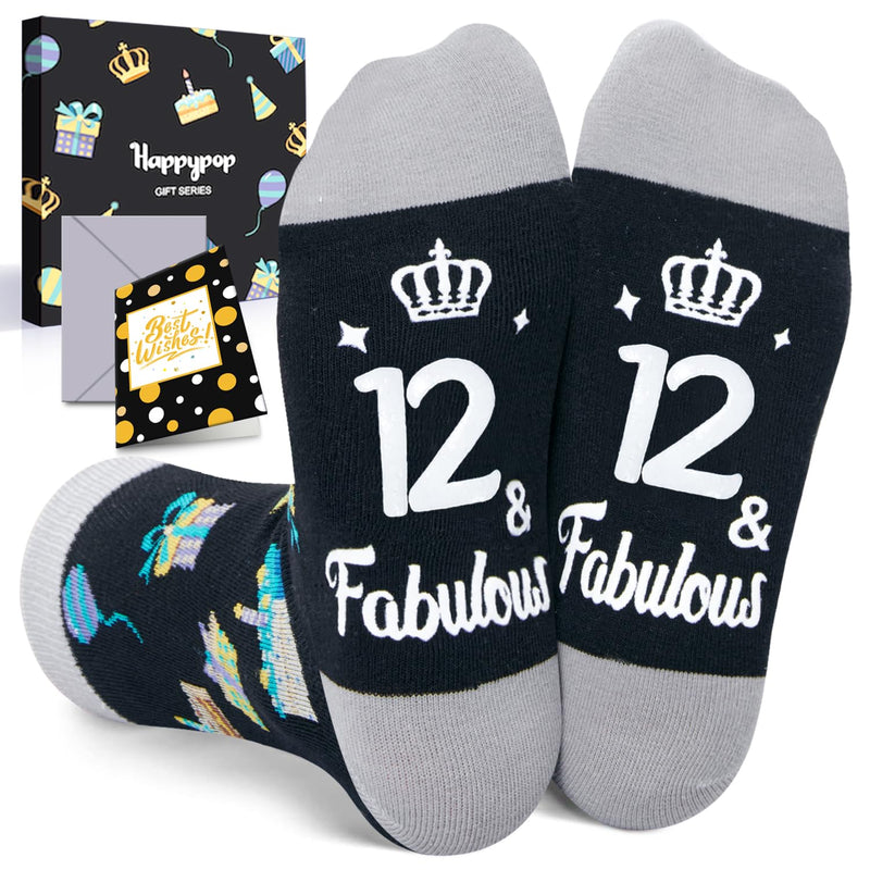 12th Years Old Birthday Gifts for Boys - Socks for Tween Girls Age 12, Presents for 12 Year Old Kids, 12 Yr Old Gift Ideas, Birthday Gift Box with Greeting Card