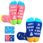 35th Birthday Gift Ideas Socks - Best Gifts for 35 Year Old Women Men Her Him, 35 Year Old Gifts for Female Male 2 Pack