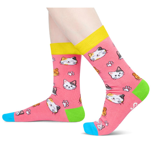 Cat Gifts Ideas for Girls - Novelty Cute Cat Socks for Women Teen Girls, Funny Cat Stocking for Cat Lovers