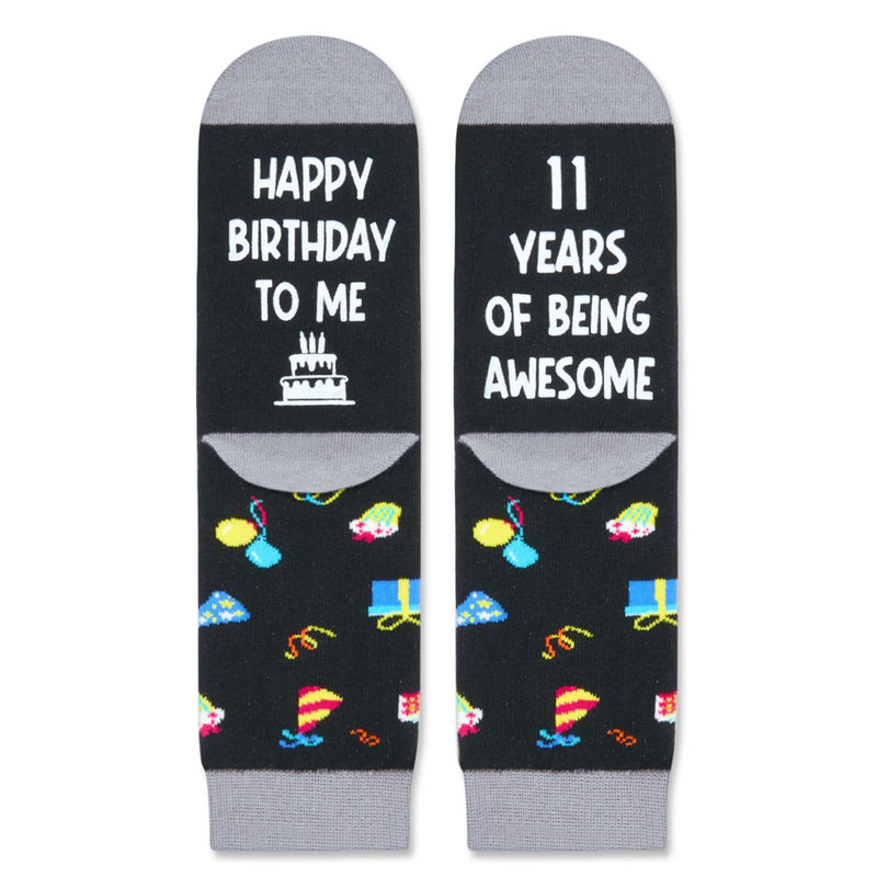 11th Birthday Gifts Ideas for Boys - Socks for Kids Age 11, Presents for 11 Year Old Tween Boys Girls, Eleven Year Old Gifts, Black