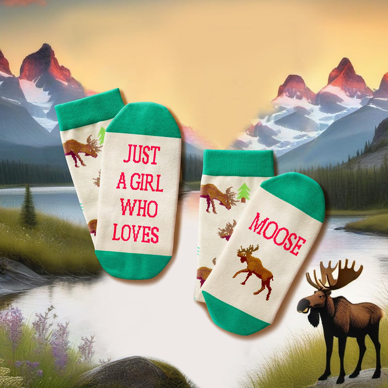 Funny Moose Gifts for Women - Moose Socks for Moose Lovers, Novelty Moose Socks Crazy Silly Fun Socks for Teens